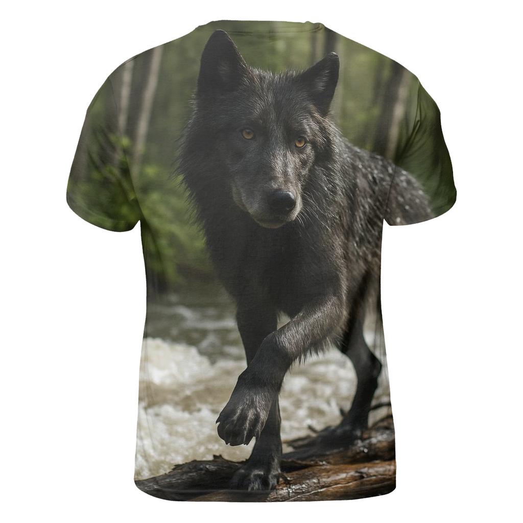 Riparian Wolf Listening Over Spring Floodwater custom all-over print shirts