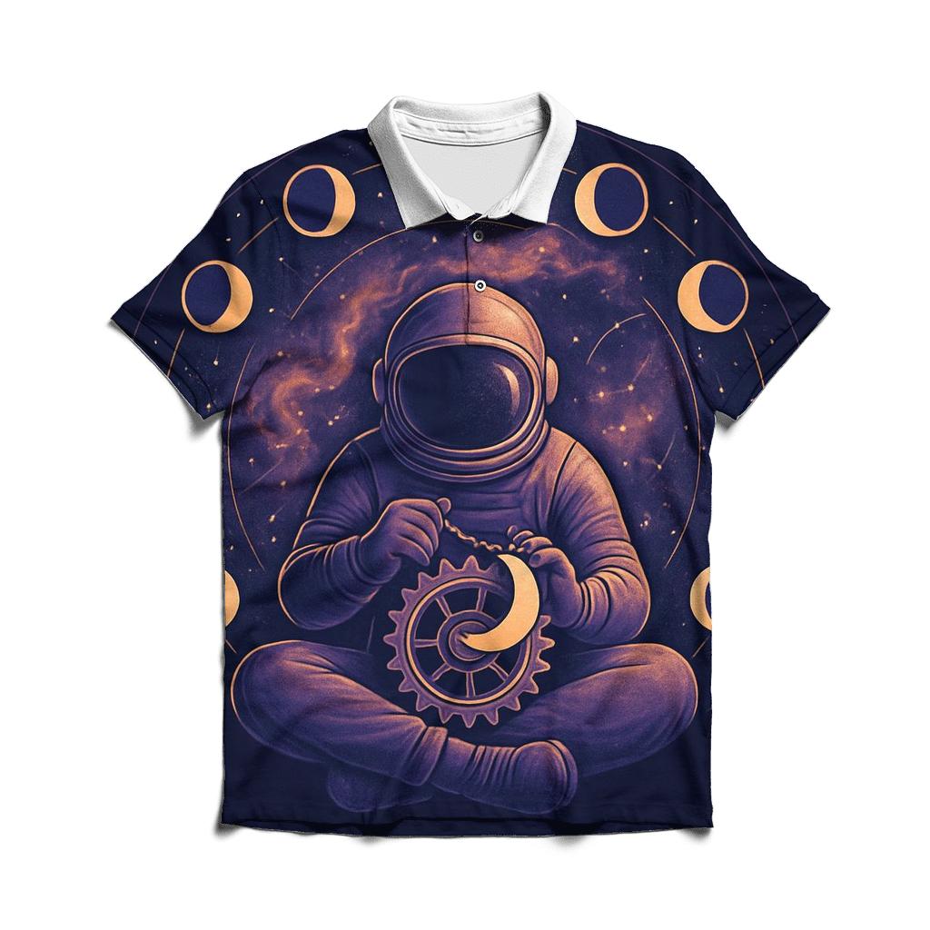 Moon Phase Clockmaker Nebula designer slim fit polos
