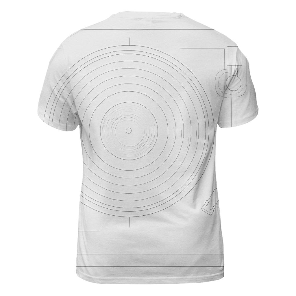 Monochrome Turntable Blueprint vibrant all-over design tees