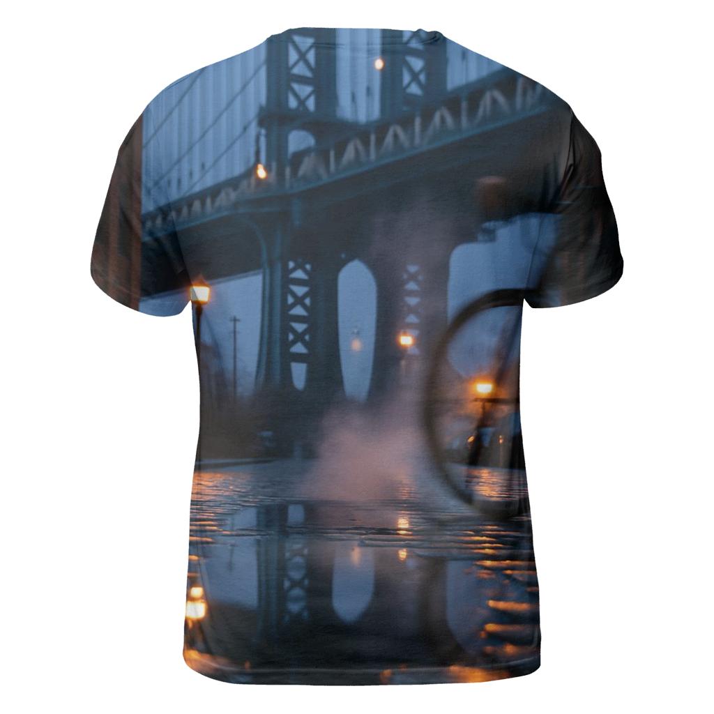 Rain Polished Cobblestones In DUMBO With Manhattan Bridge custom all-over print shirts