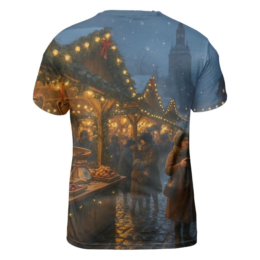 Christmas Market Under Lantern Snow unique graphic print tees