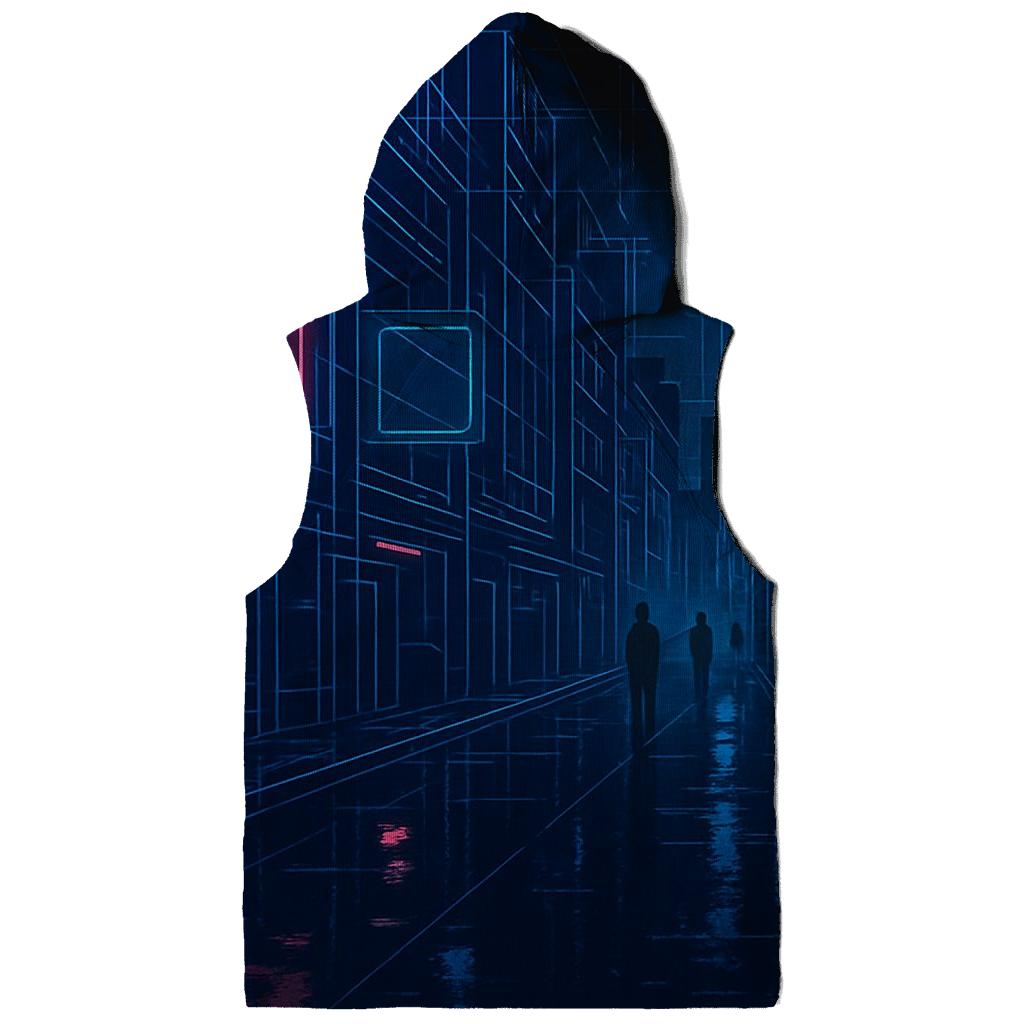Neon Rain City Blueprint pullover hoodies