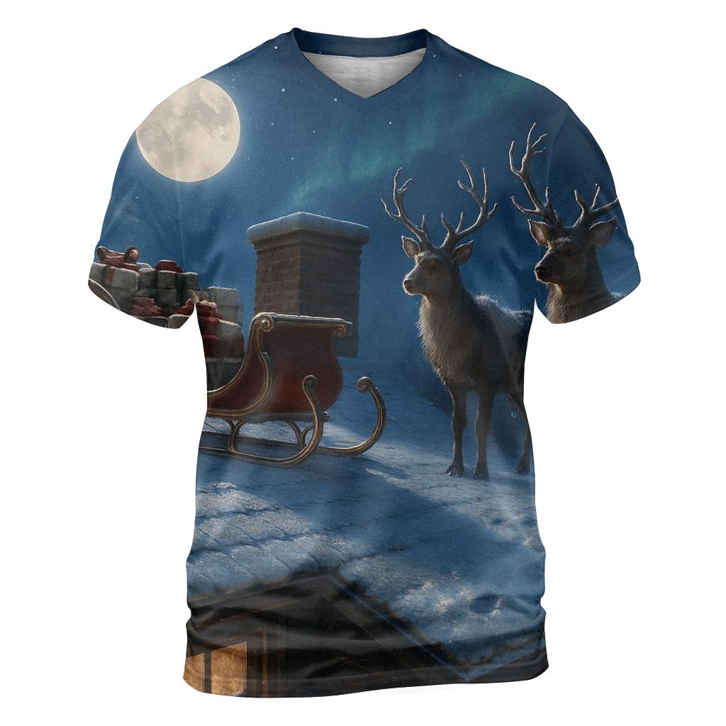Midnight Sleigh On A Frosted Rooftop unique graphic print tees