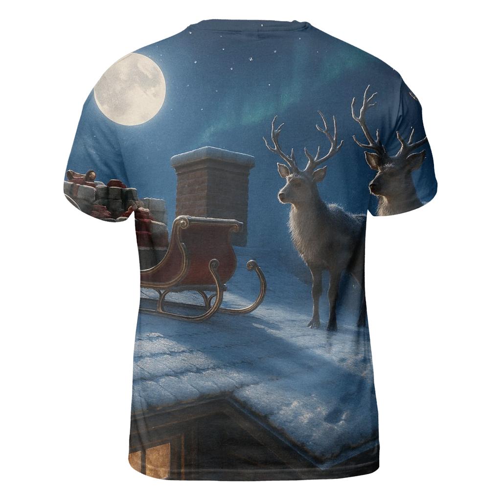 Midnight Sleigh On A Frosted Rooftop unique graphic print tees