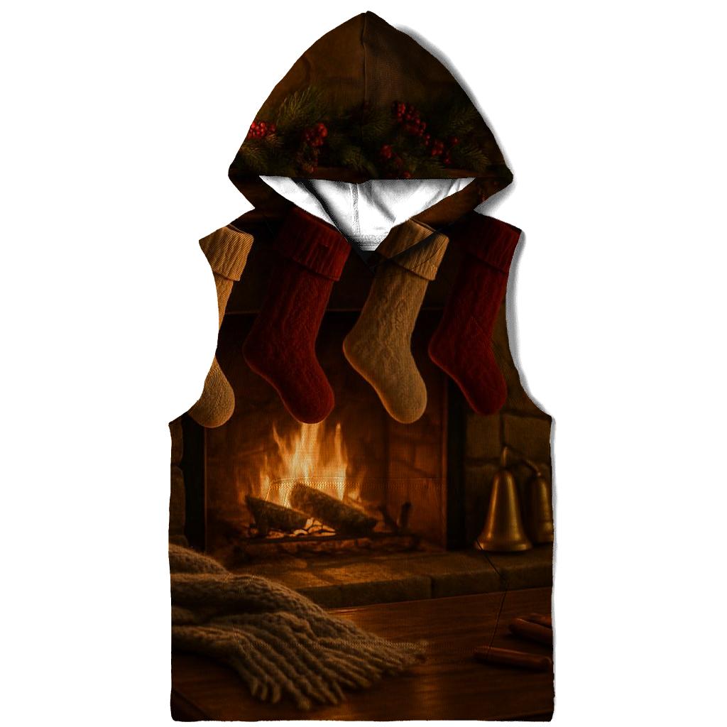 Candlelit Hearth And Evergreen Stockings zip-up hoodies