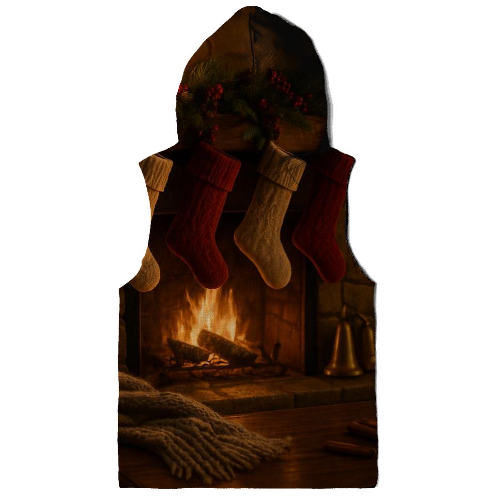 Candlelit Hearth And Evergreen Stockings zip-up hoodies