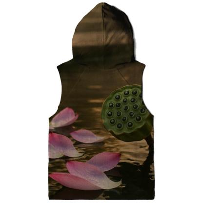 Lotus Seed Pod And Petals In Temple Pond Stillness premium hoodies