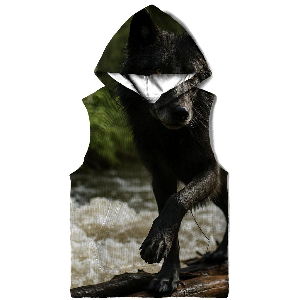 Riparian Wolf Listening Over Spring Floodwater hoodies fashion