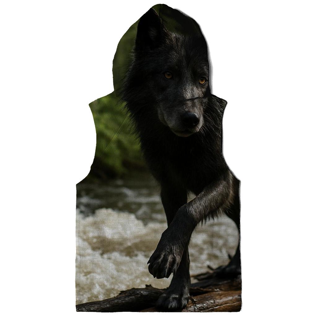 Riparian Wolf Listening Over Spring Floodwater hoodies fashion