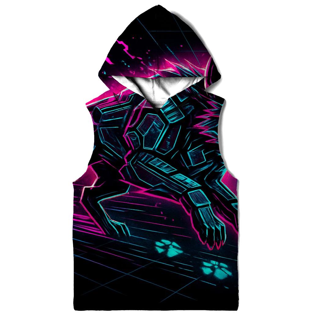 Neon Circuit Wolf Mirage Runner zip-up hoodies