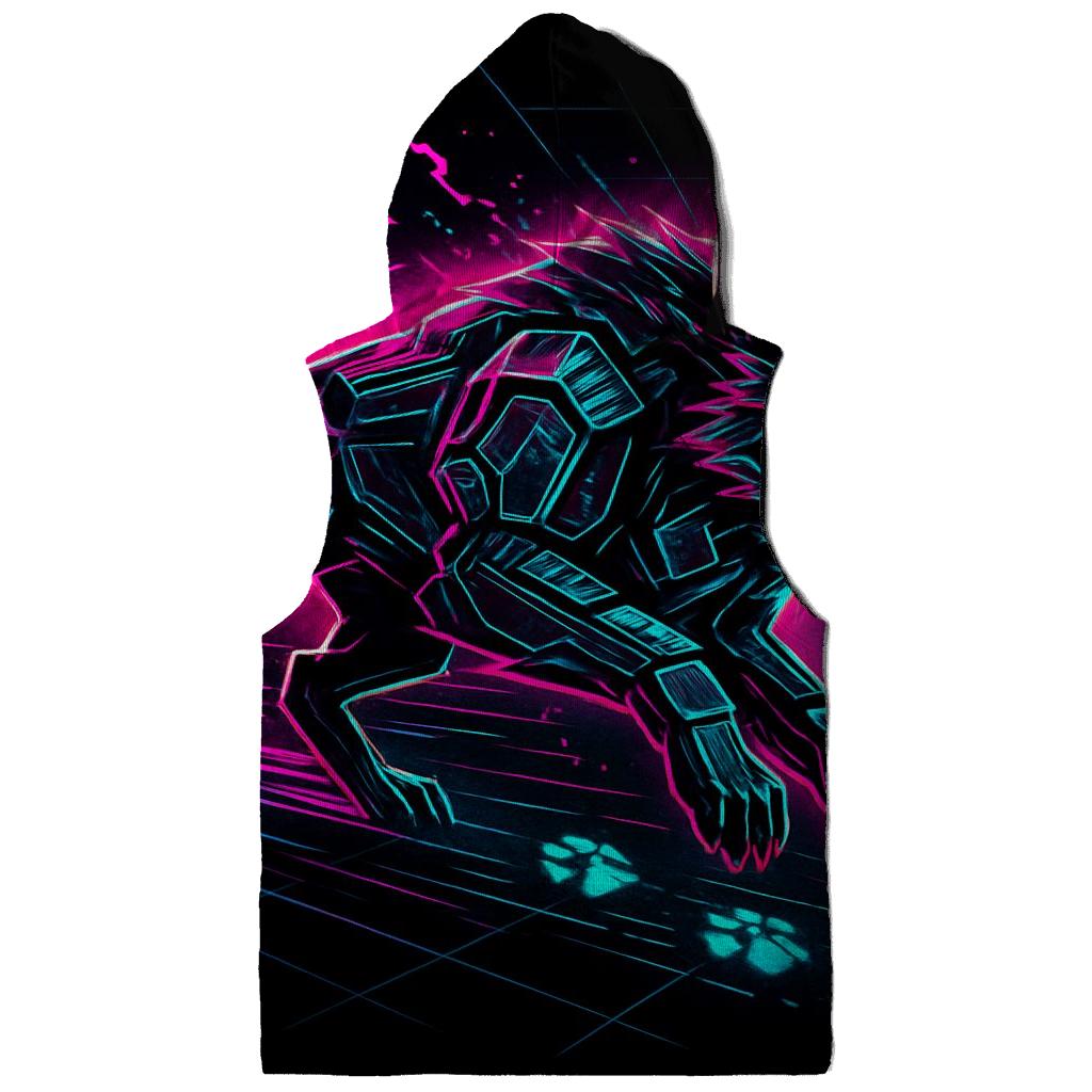 Neon Circuit Wolf Mirage Runner zip-up hoodies