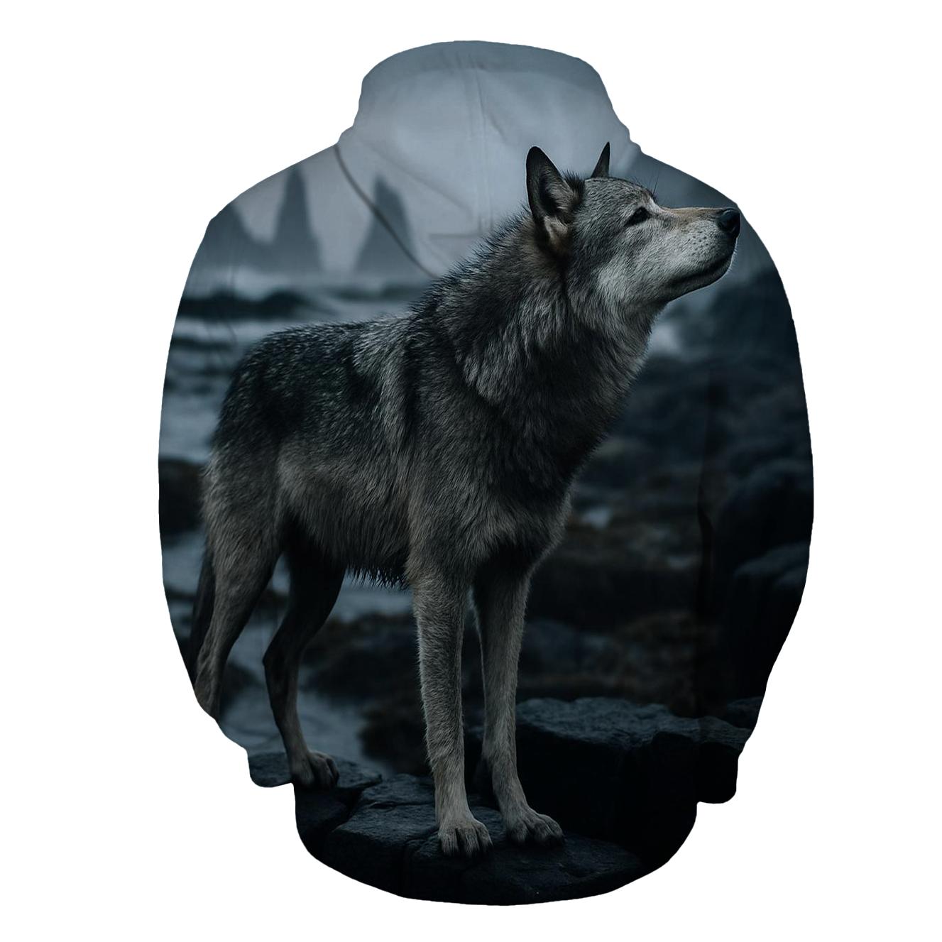 Basalt Coast Wolf Under Sea Mist designer hoodies