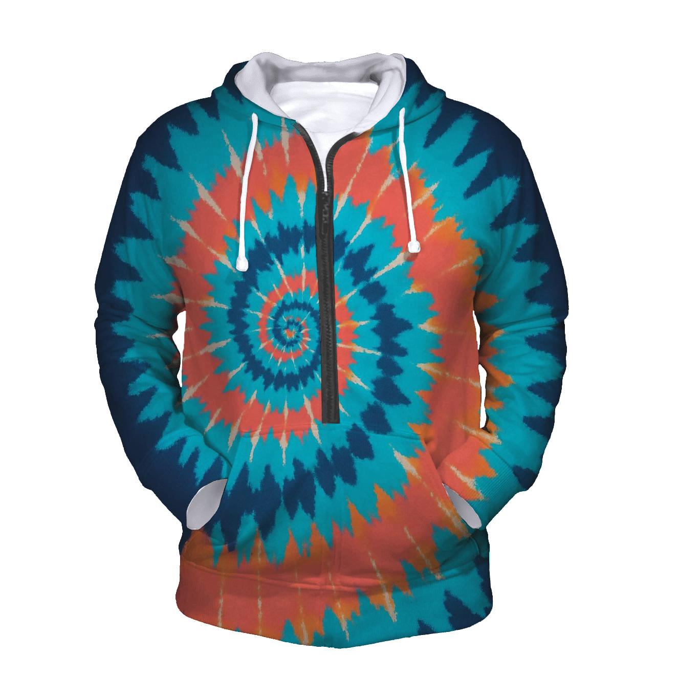 Solar Flare Spiral Overdye Whorl premium hoodies