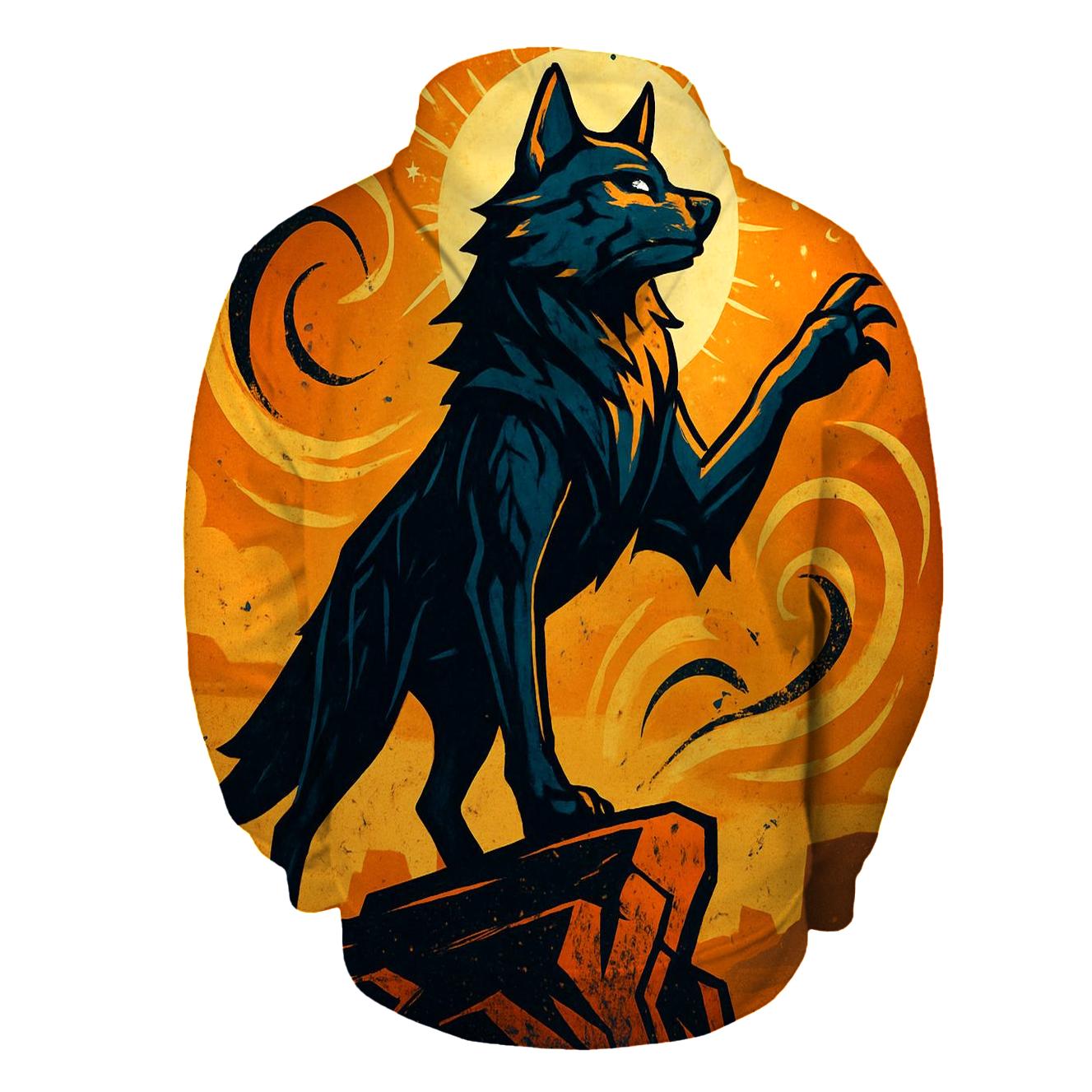 Saffron Storm Wolf Sentinel premium hoodies