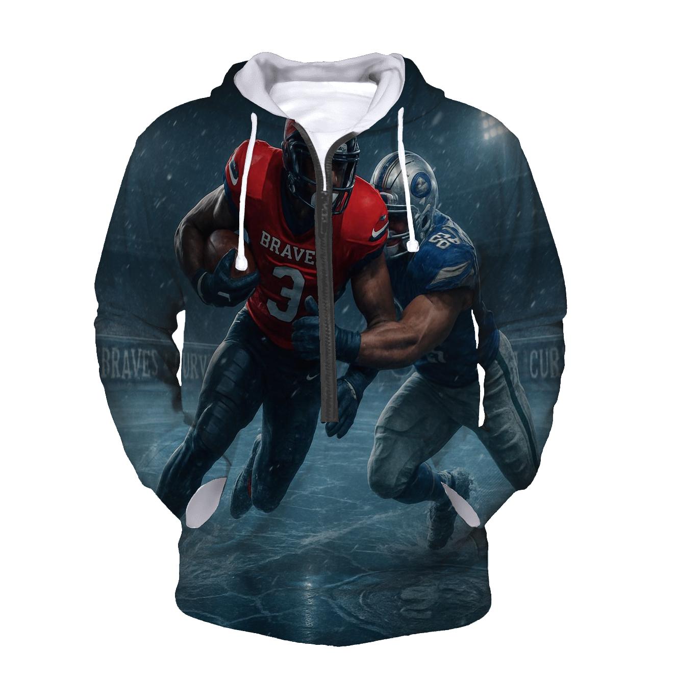 Frozen River Goal Line Clash Braves Vs Cubs heavyweight hoodies
