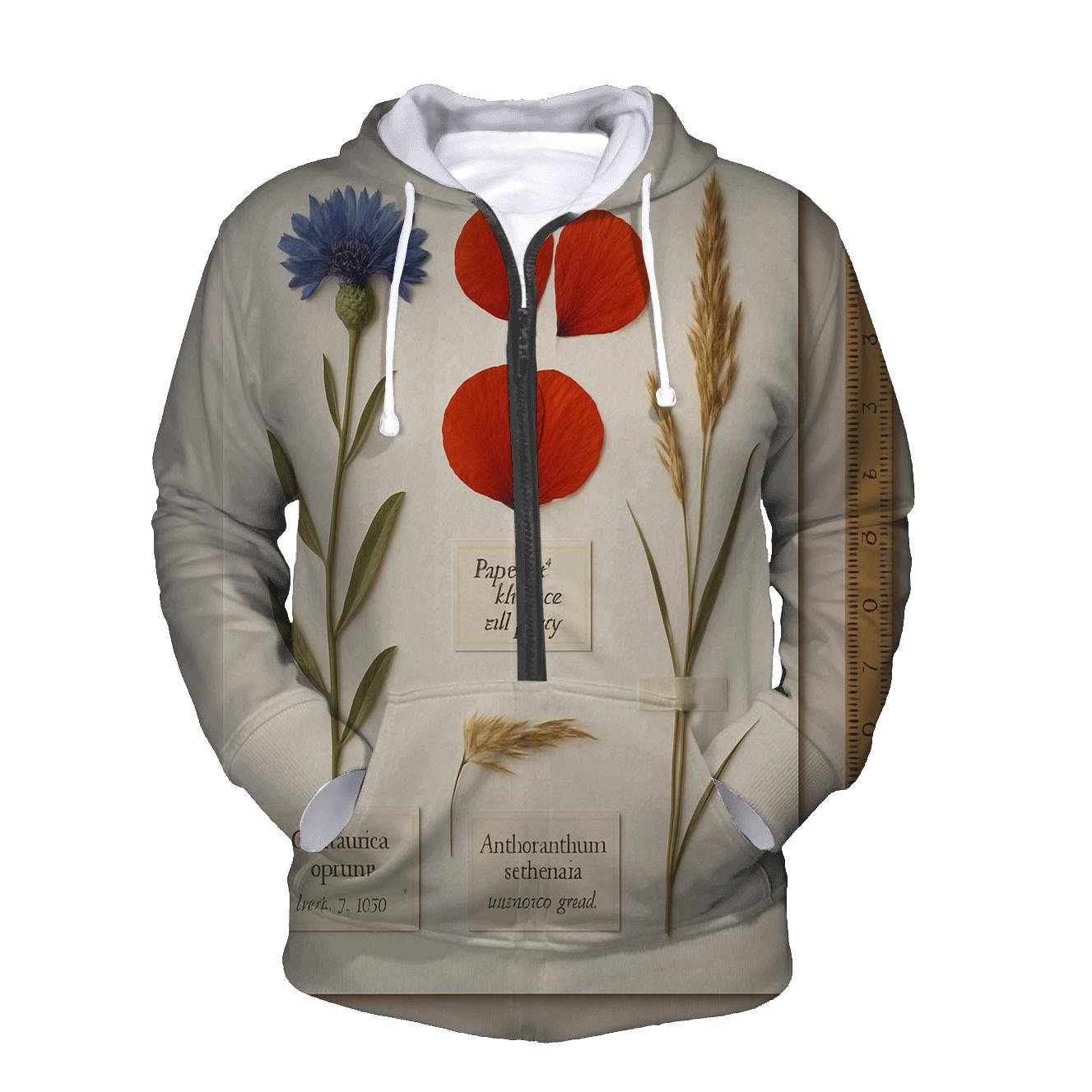 Pressed Wildflower Herbarium Page With Field Labels graphic hoodies
