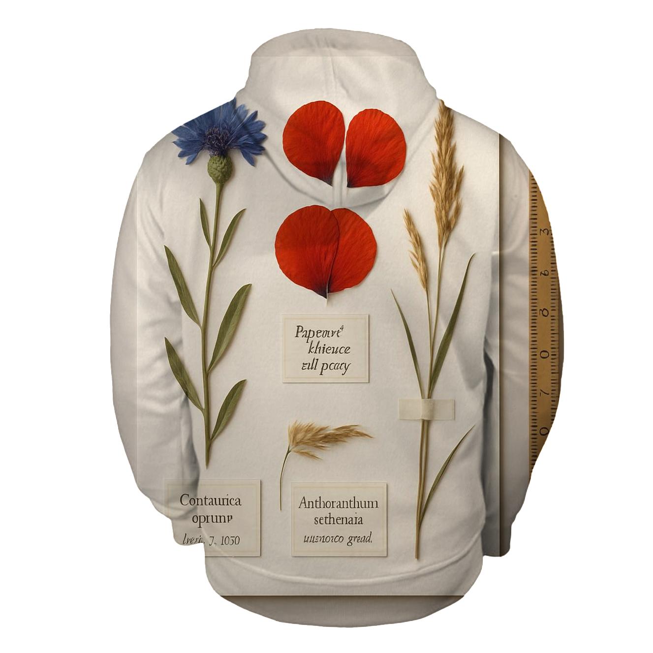 Pressed Wildflower Herbarium Page With Field Labels graphic hoodies