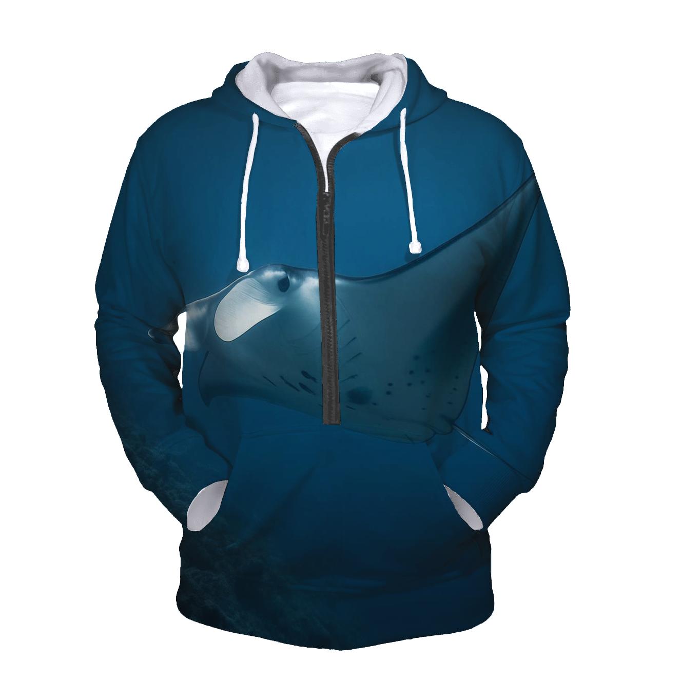 Thermocline Glide Reef Manta Ray premium hoodies