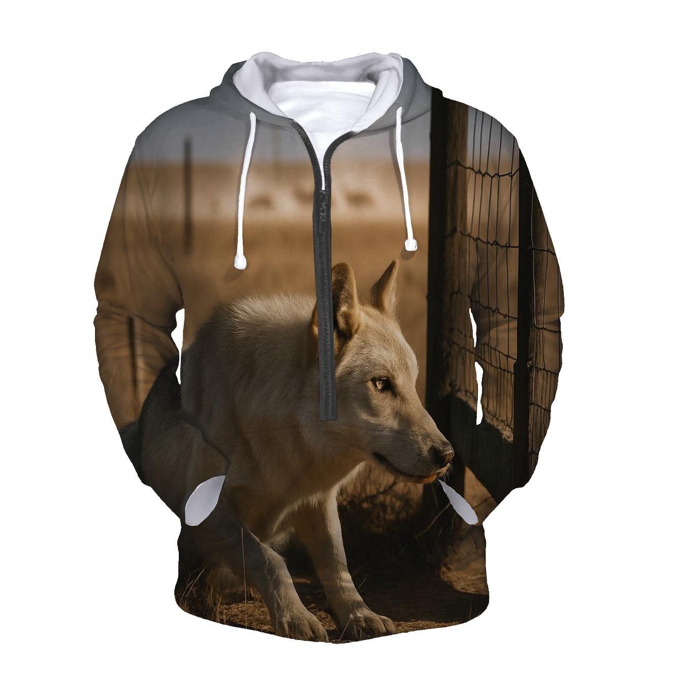Steppe Wolf At A Saiga Migration Fence Gap hoodie styles