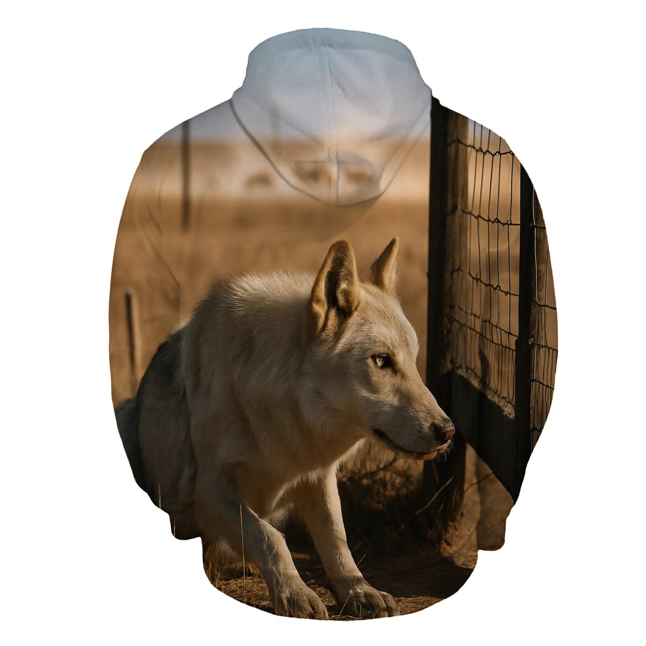Steppe Wolf At A Saiga Migration Fence Gap hoodie styles