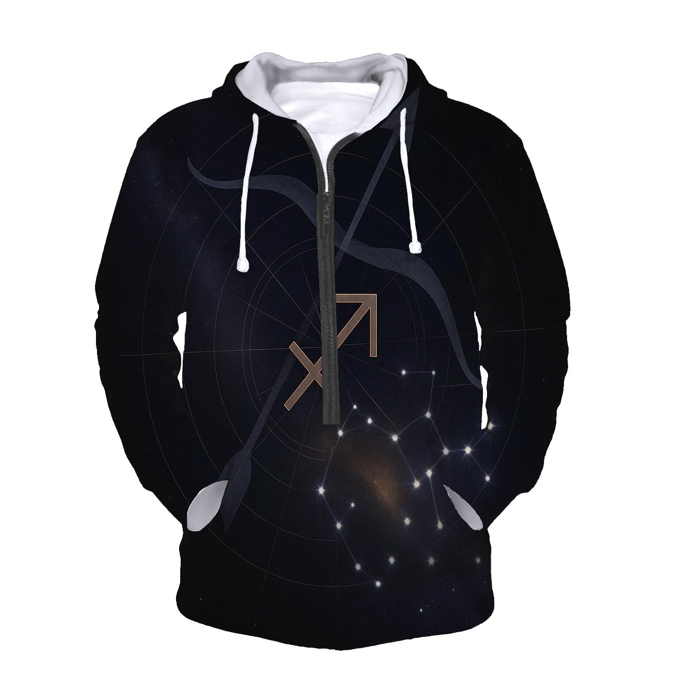 Sagittarius Archer Galactic Compass embroidered hoodies
