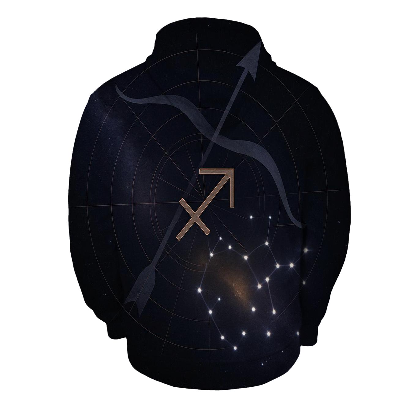 Sagittarius Archer Galactic Compass embroidered hoodies