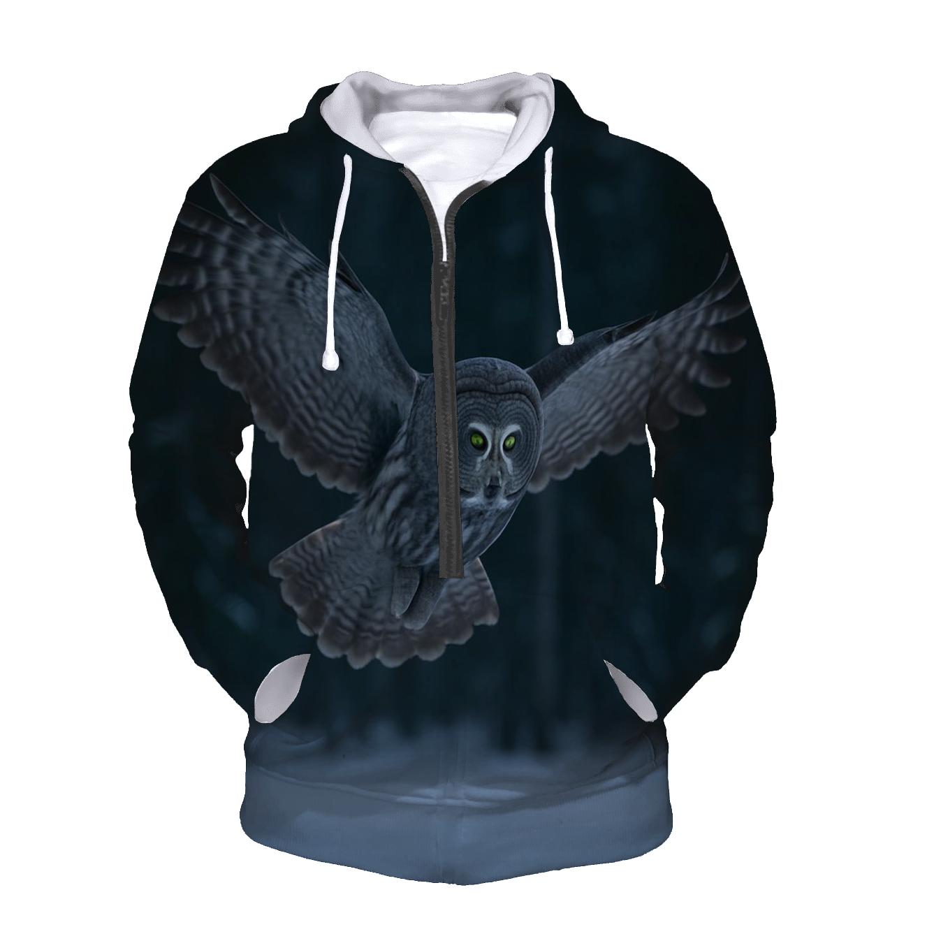 Boreal Stillness Great Gray Owl graphic hoodies