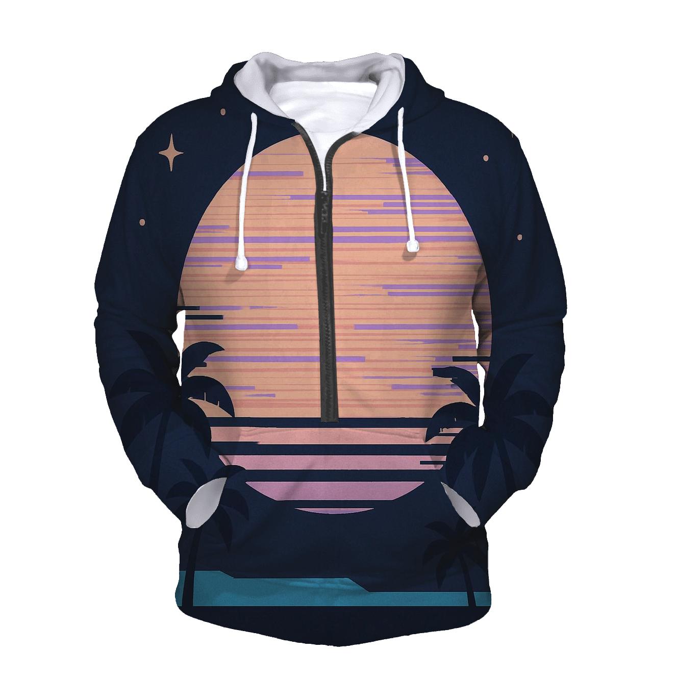 VHS Moonrise Scanlines printed hoodies
