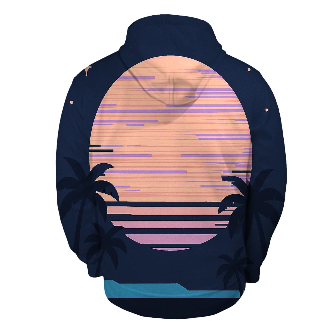 VHS Moonrise Scanlines printed hoodies
