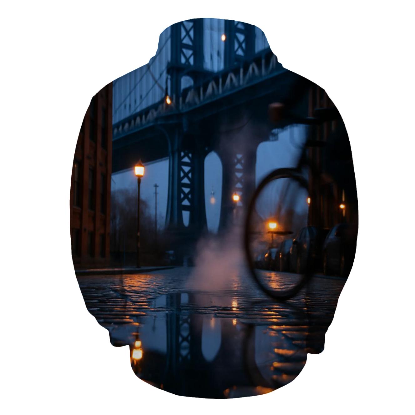 Rain Polished Cobblestones In DUMBO With Manhattan Bridge designer hoodies