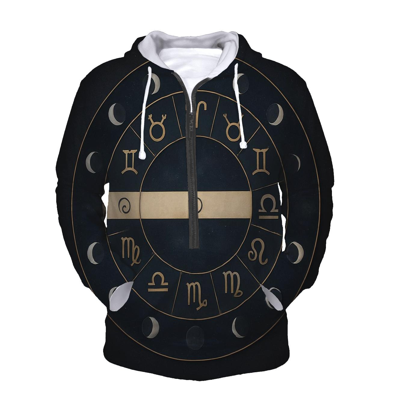 Zodiac Wheel With Lunar Nodes Chart graphic hoodies