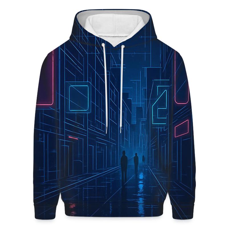 Neon Rain City Blueprint graphic hoodies