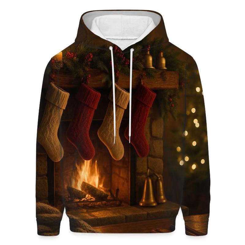 Candlelit Hearth And Evergreen Stockings embroidered hoodies
