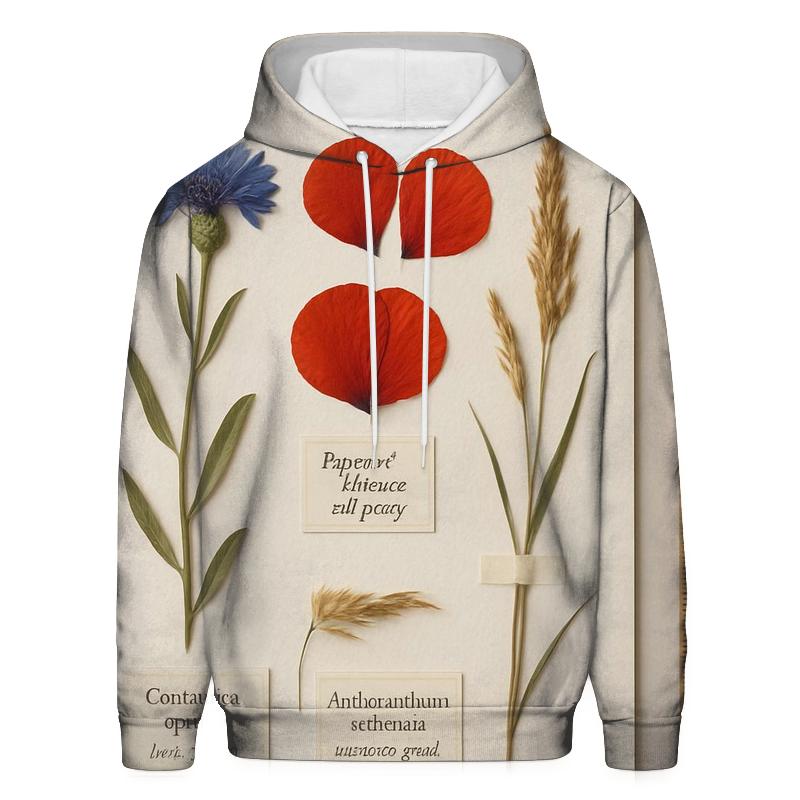 Pressed Wildflower Herbarium Page With Field Labels pullover hoodies