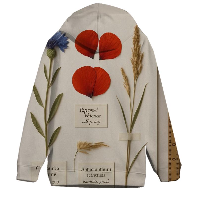 Pressed Wildflower Herbarium Page With Field Labels pullover hoodies