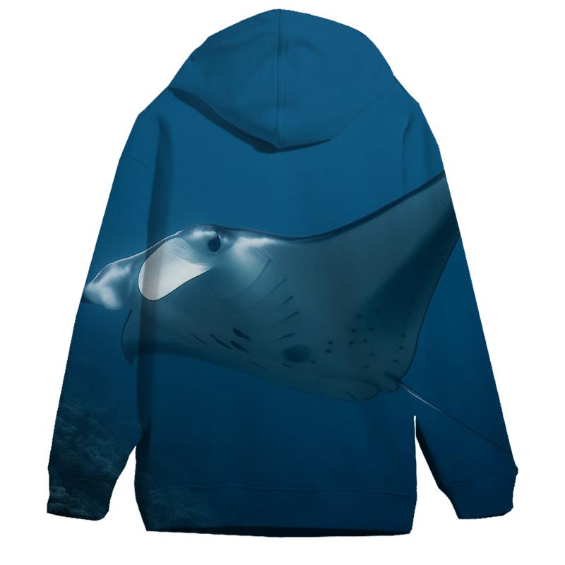 Thermocline Glide Reef Manta Ray graphic hoodies