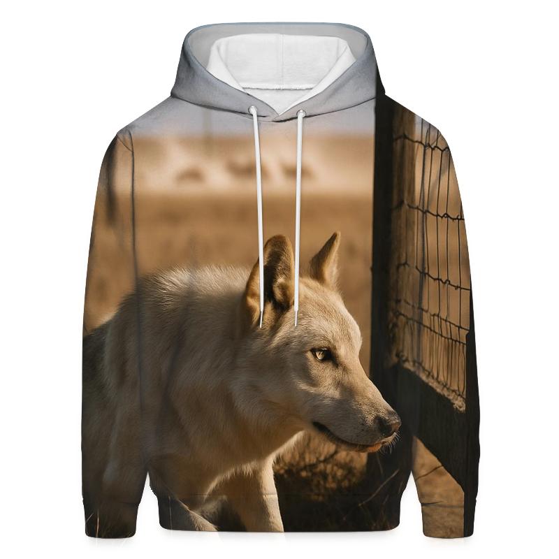Steppe Wolf At A Saiga Migration Fence Gap premium hoodies