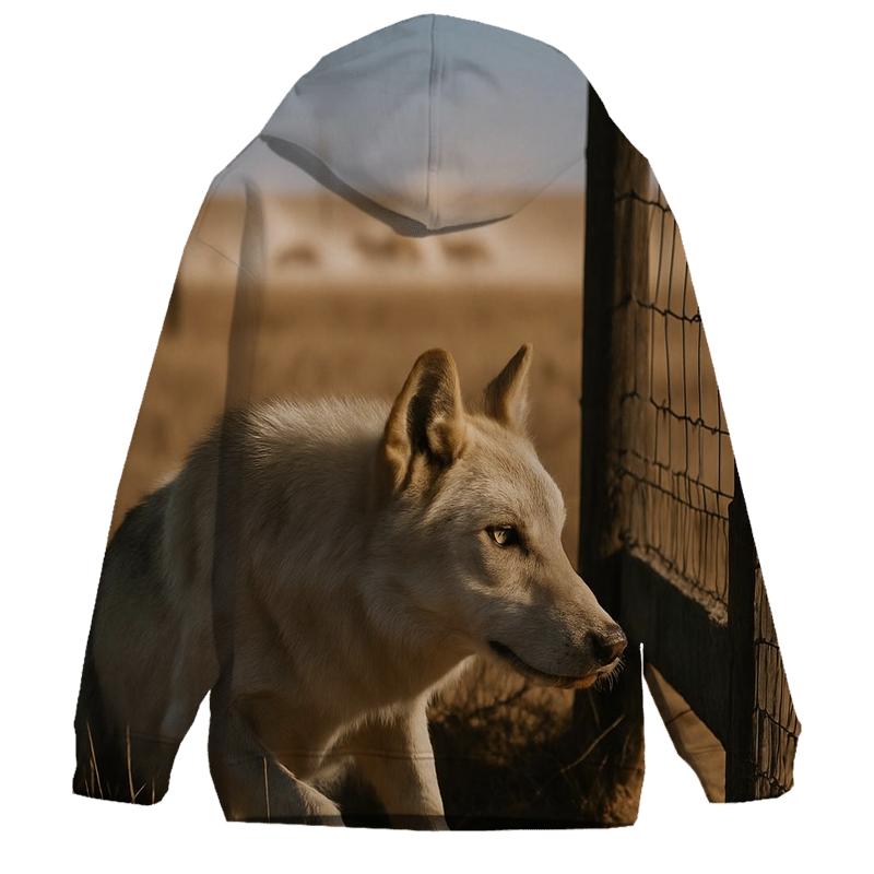 Steppe Wolf At A Saiga Migration Fence Gap premium hoodies