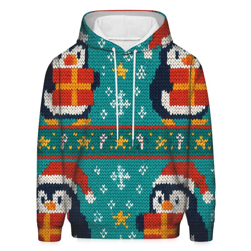 Polar Penguin Present Stack Design printed hoodies
