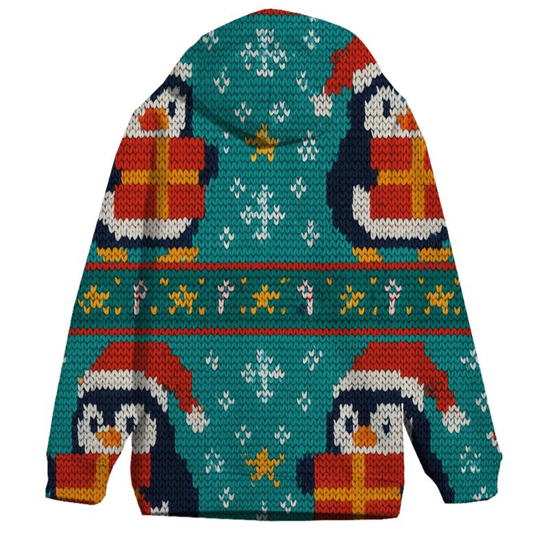 Polar Penguin Present Stack Design printed hoodies