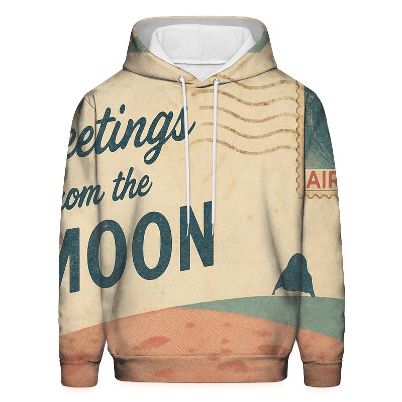 Retro Air Mail Postcard From The Moon heavyweight hoodies