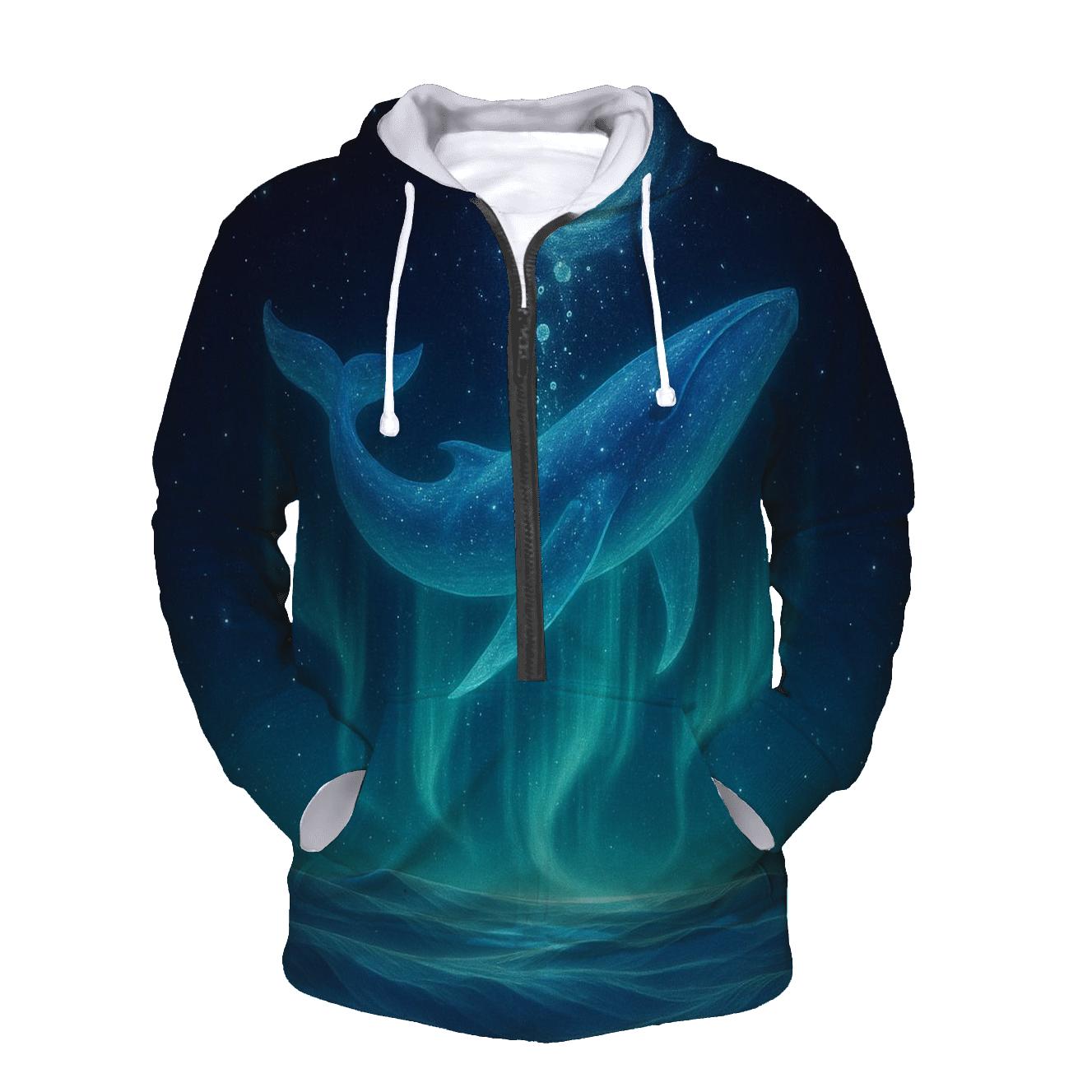 Aurora Whale Over Crystal Dunes printed hoodies
