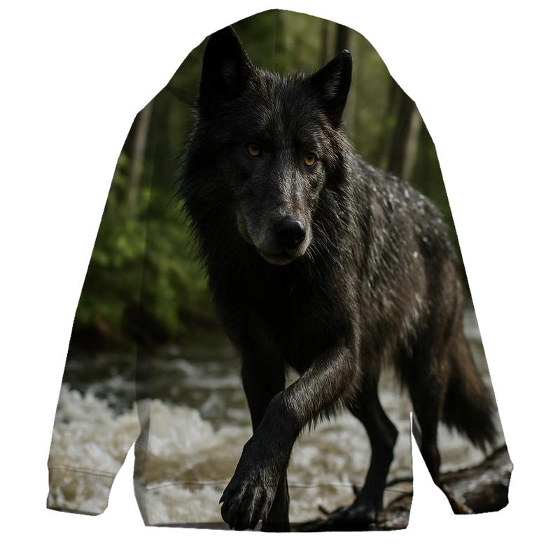 Riparian Wolf Listening Over Spring Floodwater heavyweight hoodies