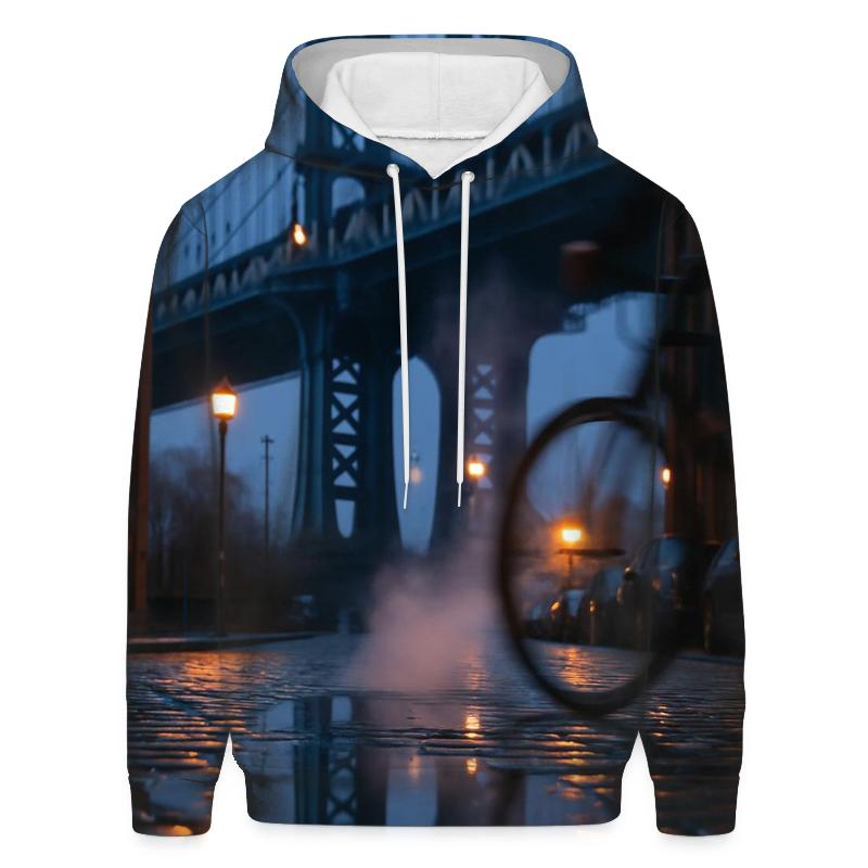 Rain Polished Cobblestones In DUMBO With Manhattan Bridge lightweight hoodies