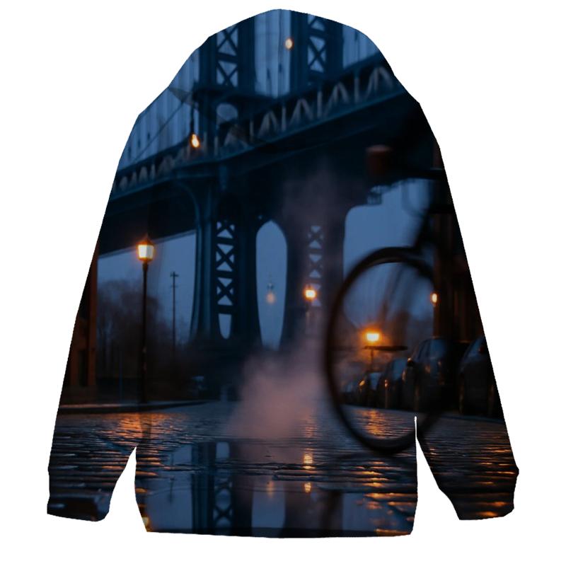 Rain Polished Cobblestones In DUMBO With Manhattan Bridge lightweight hoodies