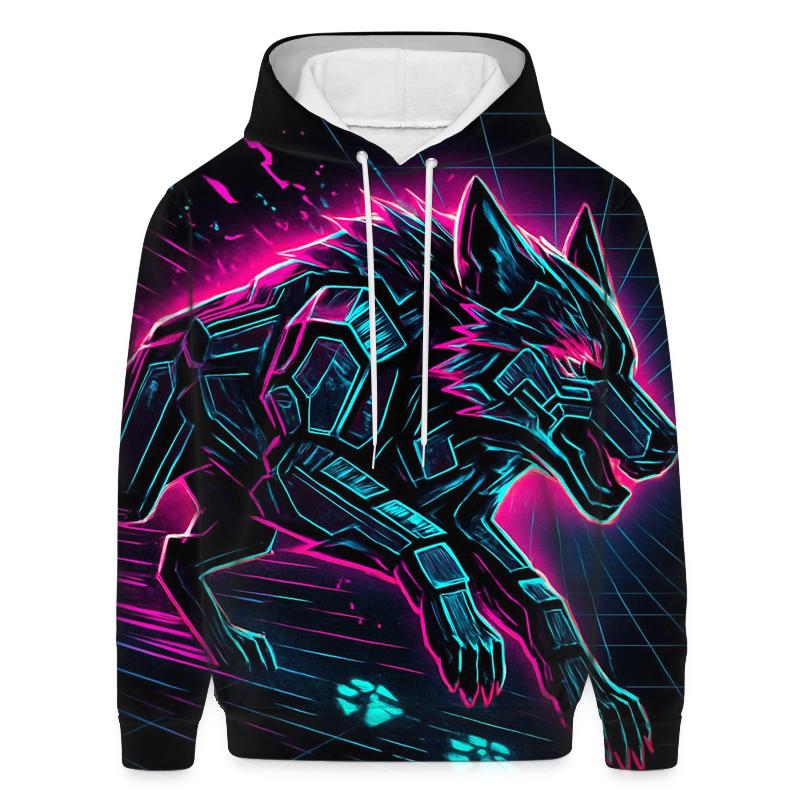 Neon Circuit Wolf Mirage Runner hoodie trends