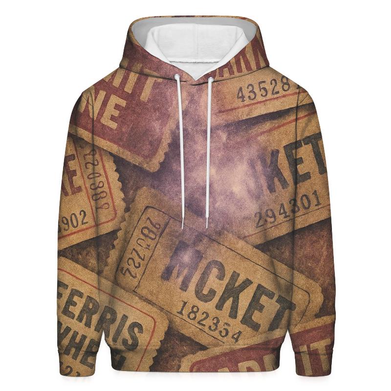 Weathered Cosmic Carnival Ticket Collage hoodie designs