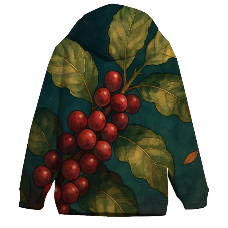 Coffee Cherry Night Branch printed hoodies