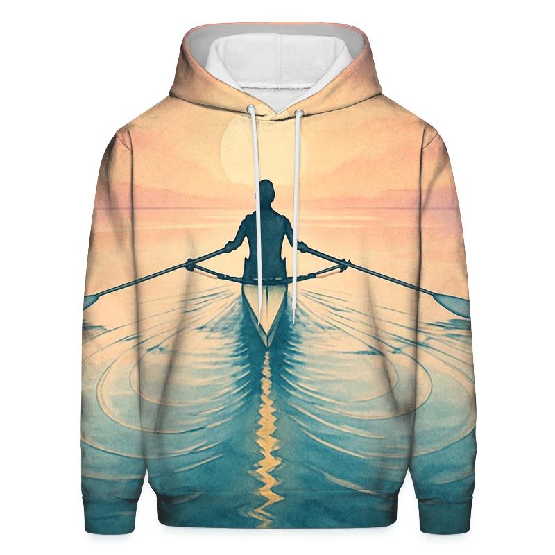 Coastal Rowing Sunrise Rhythm embroidered hoodies