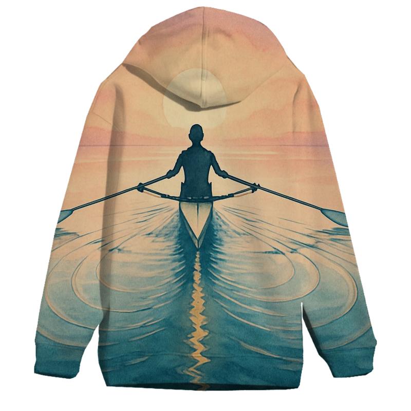 Coastal Rowing Sunrise Rhythm embroidered hoodies